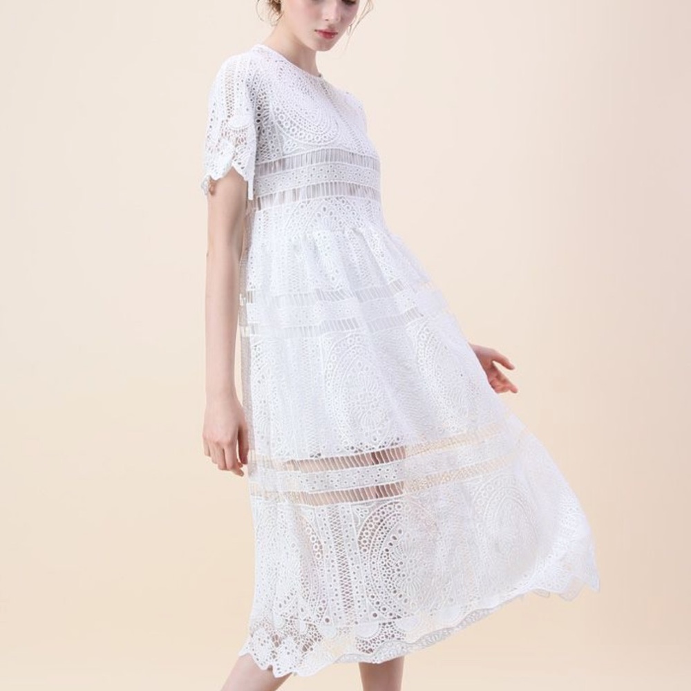 NWT Boho Lace Wedding Dress/Bride Dress, Chicwish, Sz L